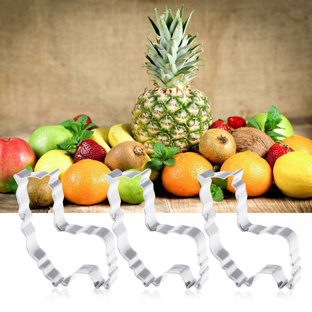 Wedding Supply Decor - 3Pcs Alpaca Shaped Stainless Steel Cookie