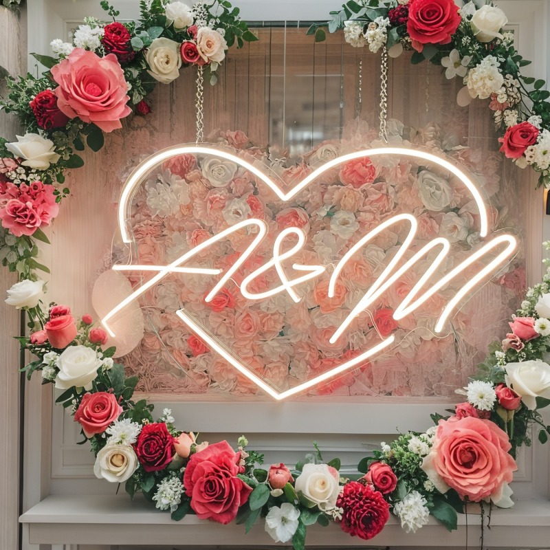 Custom Initials Heart LED Neon - Wedding Party Supply recension och pris