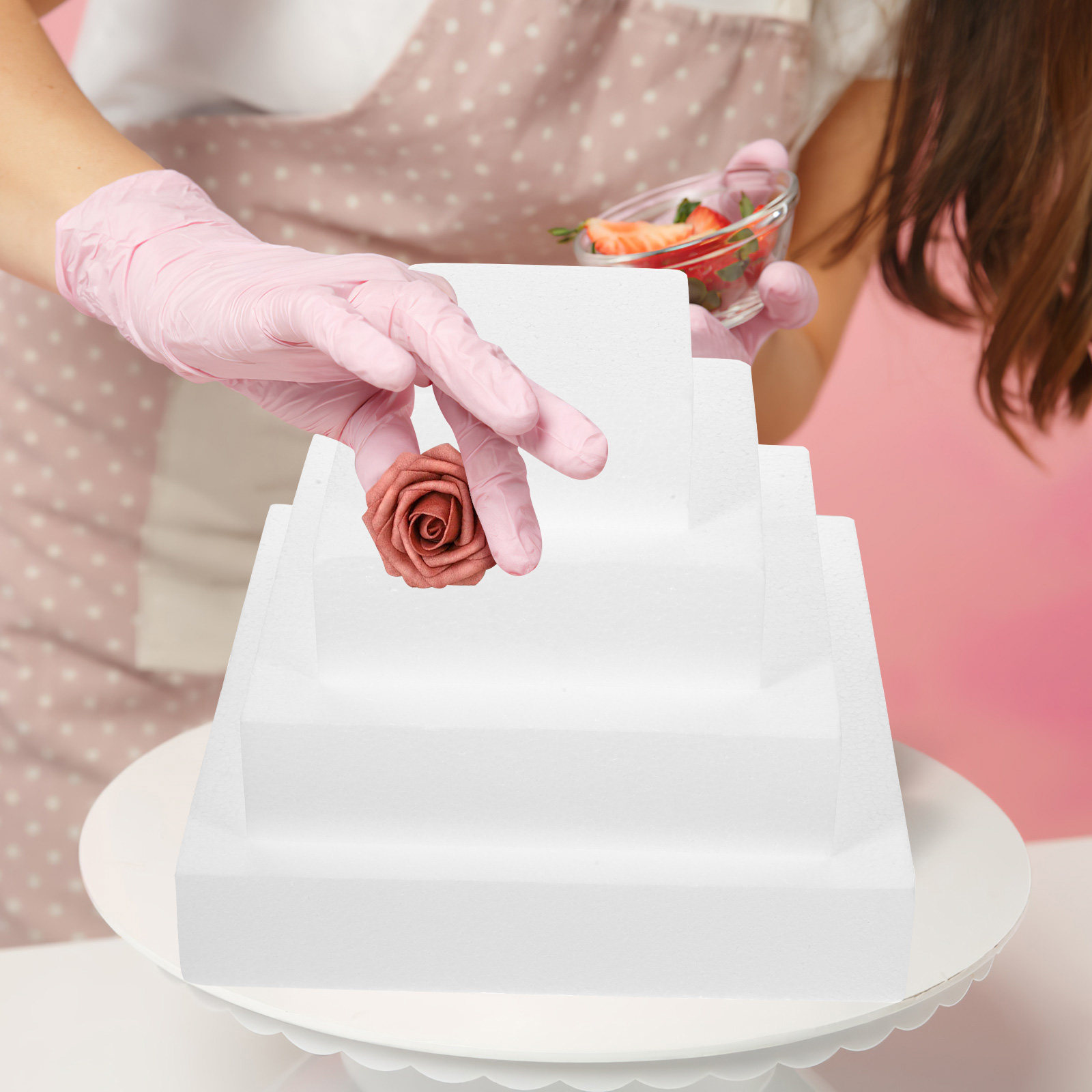 4Pcs Foam Cake Dummies Cubic S - Wedding Cake Supply recension och pris