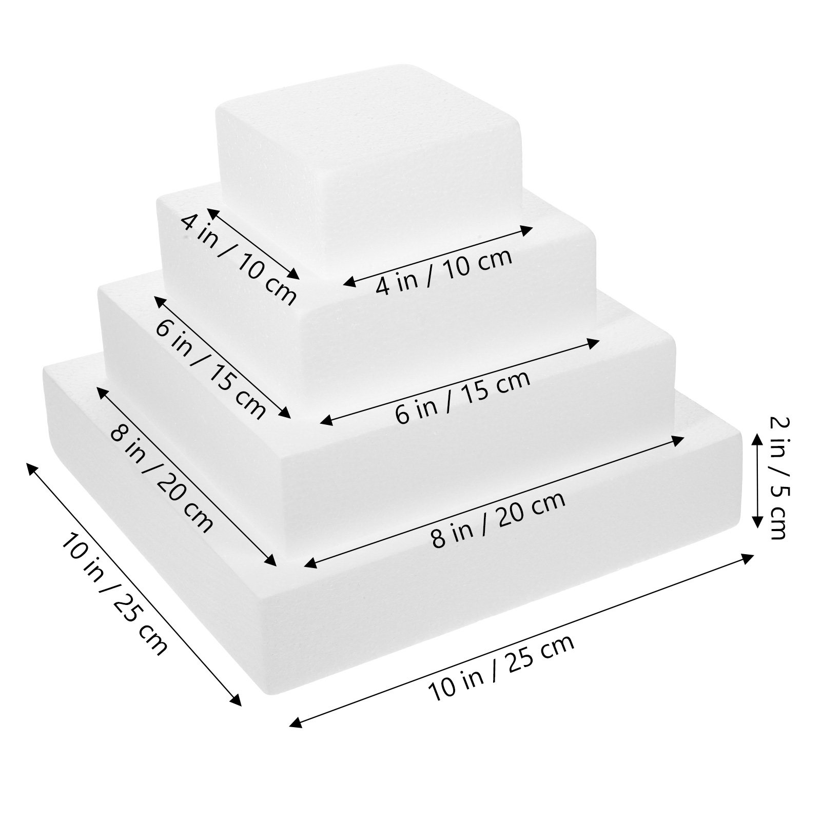 4Pcs Foam Cake Dummies Cubic S - Wedding Cake Supply recension och pris